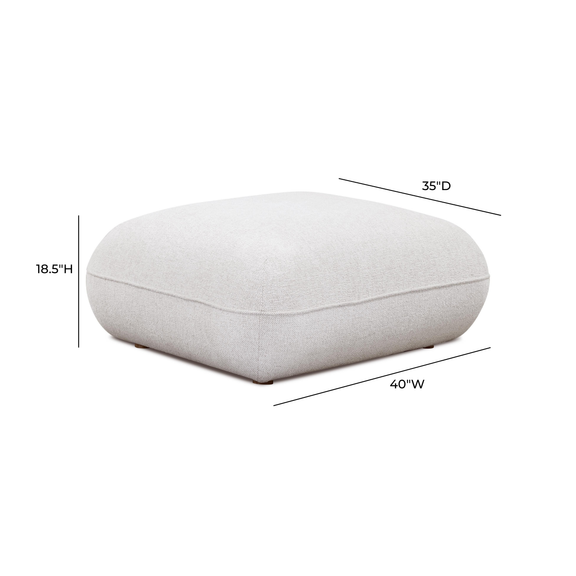 Arezza Stone White Contract Grade Basketweave Chenille Ottoman - Image 5