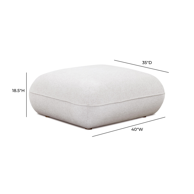 Arezza Stone White Contract Grade Basketweave Chenille Ottoman - Image 5