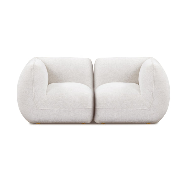 Arezza 80" Stone White Contract Grade Basketweave Chenille Modular Loveseat