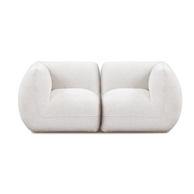 Arezza 80" Stone White Contract Grade Basketweave Chenille Modular Loveseat