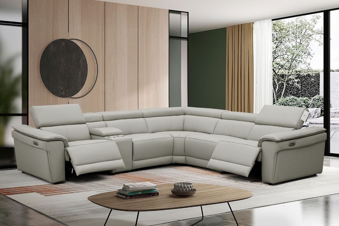 Top Grain Leather Modular Power Reclining Sectional