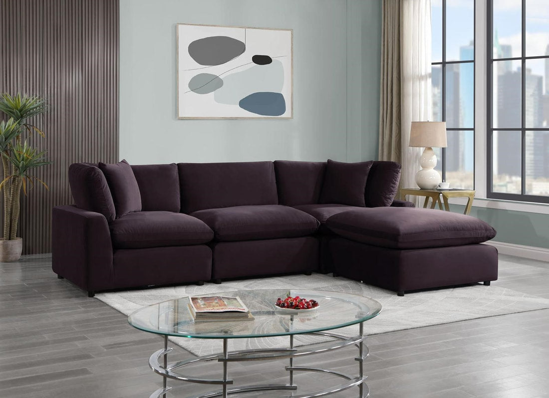 Velvet "Sky" 4 Piece Cloud Couch Sectional