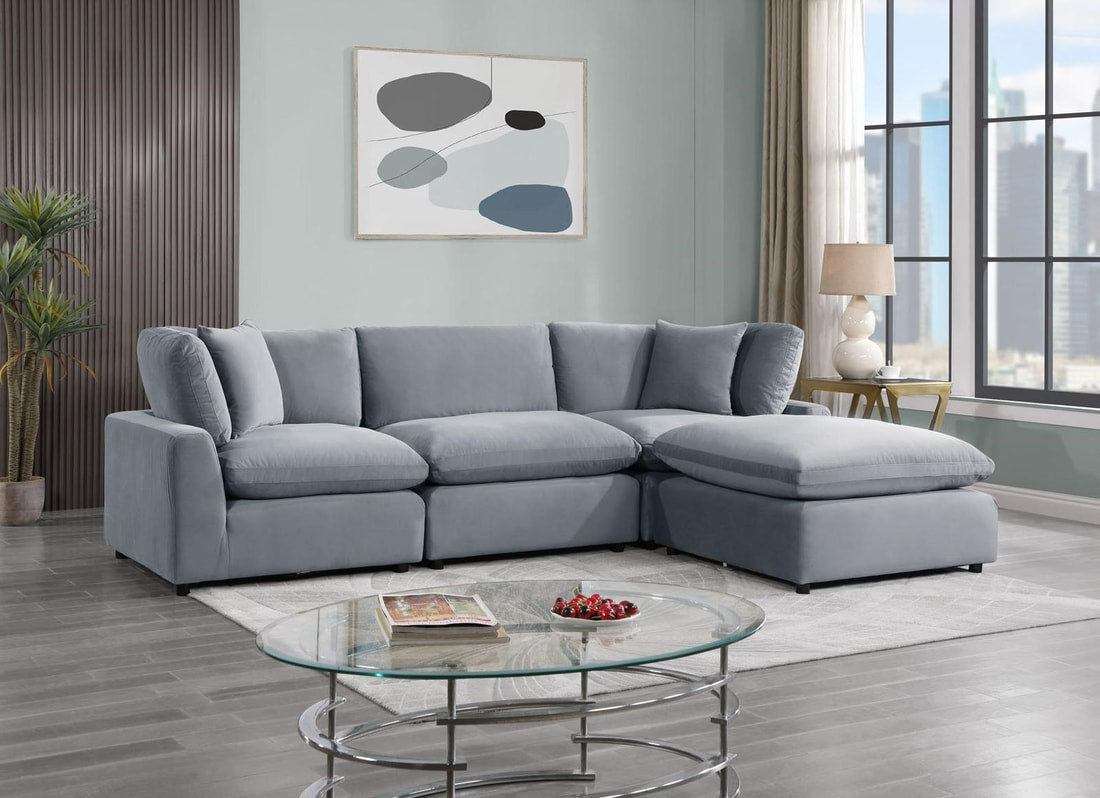 Velvet "Sky" 4 Piece Cloud Couch Sectional