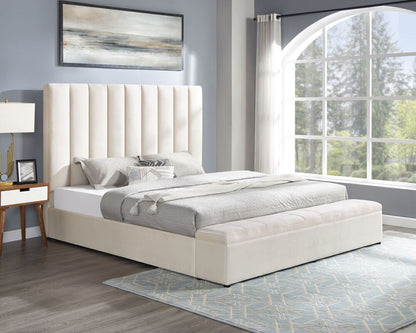 Valencia Beige Platform bed with Storage Bench