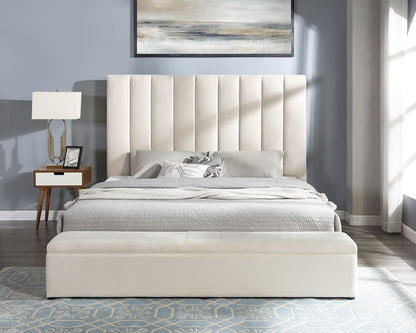 Valencia Beige Platform bed with Storage Bench