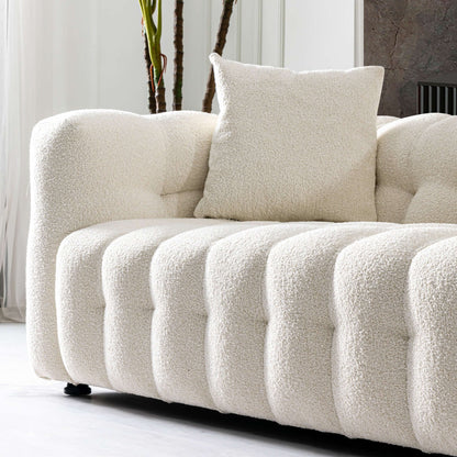 Ashcroft Furniture Eden Modern Tufted Chesterfield Boucle Fabric Sofa